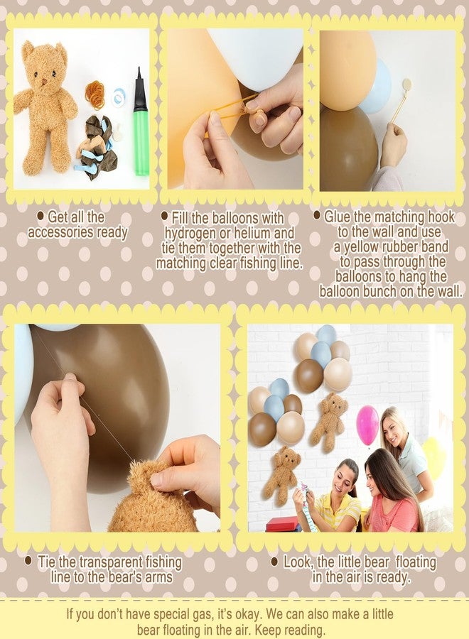 Gejoy 4 Set Floating Bear Balloon Decoration Baby Shower Decoration Brown Blue Balloon Plush Bear Kit Beige Latex Balloon for Garland Arch We Can Bear Wait Gender Reveal Party Birthday Supplies - Image 4
