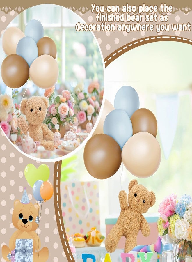 Gejoy 4 Set Floating Bear Balloon Decoration Baby Shower Decoration Brown Blue Balloon Plush Bear Kit Beige Latex Balloon for Garland Arch We Can Bear Wait Gender Reveal Party Birthday Supplies - Image 5