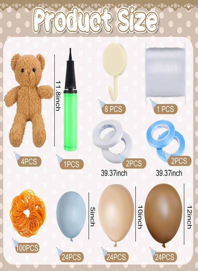 Gejoy 4 Set Floating Bear Balloon Decoration Baby Shower Decoration Brown Blue Balloon Plush Bear Kit Beige Latex Balloon for Garland Arch We Can Bear Wait Gender Reveal Party Birthday Supplies - Image 2