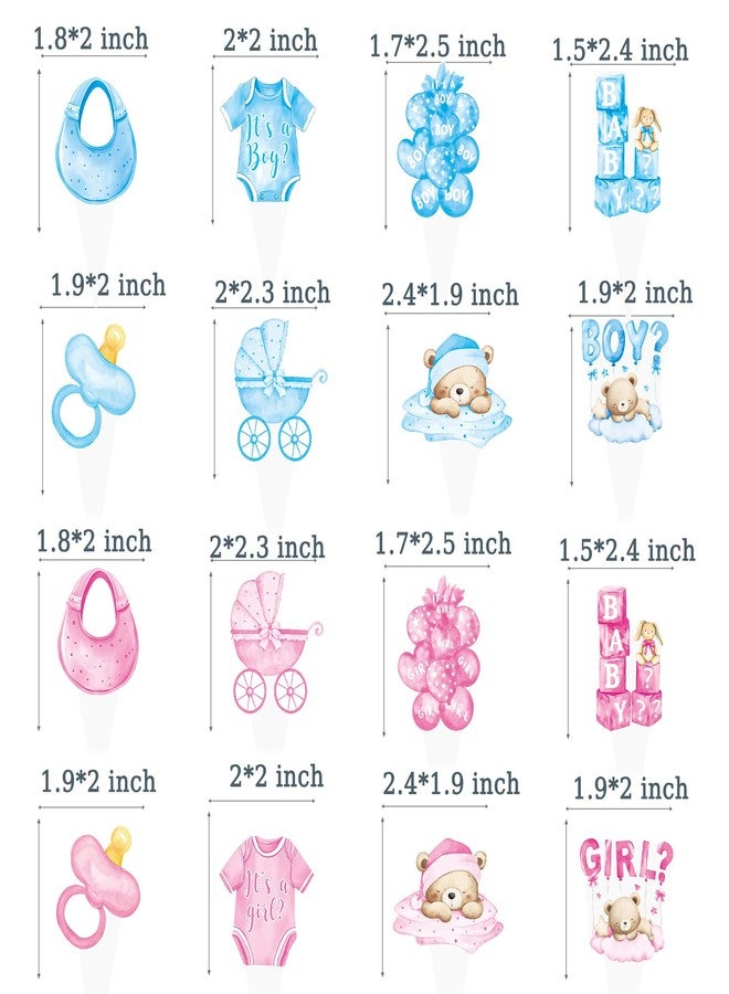 umoni Gender Reveal Party Cupcake Toppers 48PCS Boy or Girl Baby Shower Decorations Pink and Blue Bodysuits Baby Outfit Cupcake Cake Picks for Jumpsuit Birthday Party Supplies - Image 3