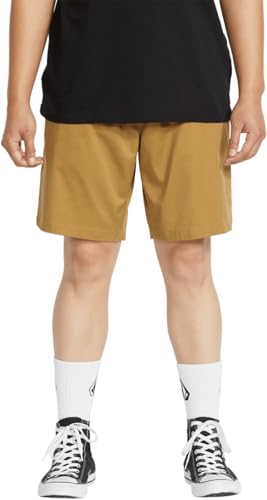Volcom Mens Frickin Elastic Waist 19 Chino Short DARK KHAKI MEDIUM