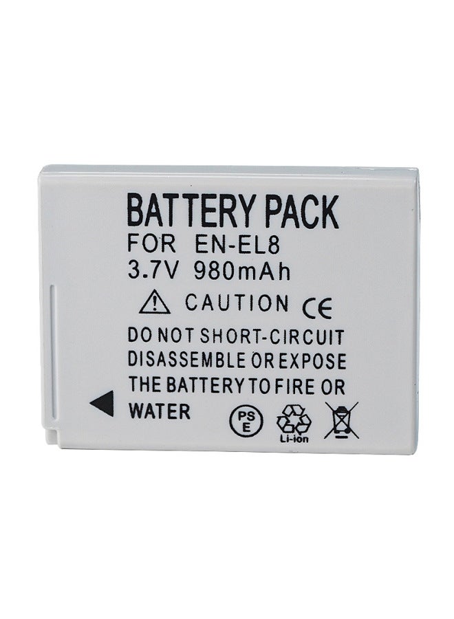 EN-EL8 Battery Suitable For Nikon S1 S2 S3 P1 P2 S51 S50 S52 L2 S5 S6 S7-Standard Capacity:980mAH