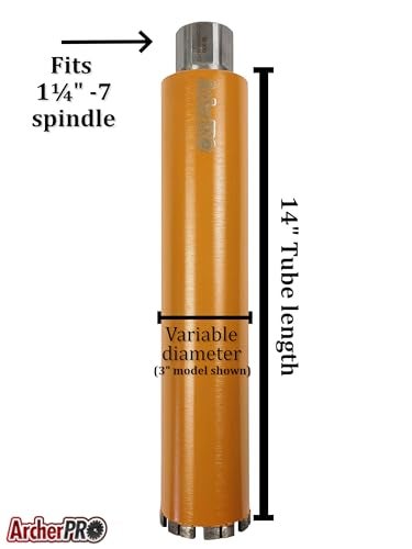 ArcherPro Archer PRO 4” in. Diamond Turbo Core Drill Bit/Hole Saw for Concrete Drilling and Masonry. 14” Drill Depth, 1-1/4” in. -7 Arbor for Core Drill Stand Rig, Dry and Wet Use - Image 4