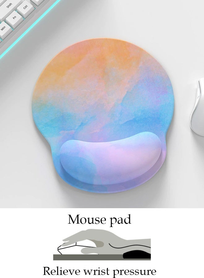 Mouse Pad with Wrist Rest, Comfortable Computer Mousepad with Gel Wrist Support Smooth Surface and Non-Slip PU Base for Pain Relief, Laptop, Office & Home (Image Color) - Image 1