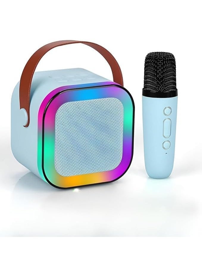 مكبر صوت كاريوكي بلوتوث صغير محمول مع ميكروفون لاسلكي للاطفال والكبار، تاثير صوتي سحري - 5 اصوات مختلفة واضاءة LED RGB متغيرة الالوان للحفلات المنزلية، هدايا عيد ميلاد للاولاد والبنات - Image 2