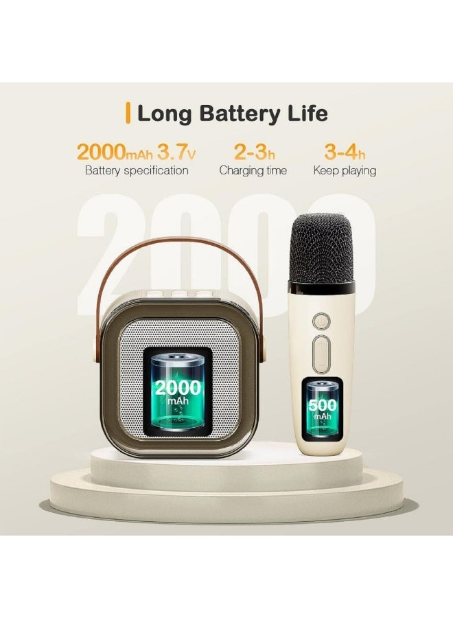 مكبر صوت كاريوكي بلوتوث صغير محمول مع ميكروفون لاسلكي للاطفال والكبار، تاثير صوتي سحري - 5 اصوات مختلفة واضاءة LED RGB متغيرة الالوان للحفلات المنزلية، هدايا عيد ميلاد للاولاد والبنات - Image 4