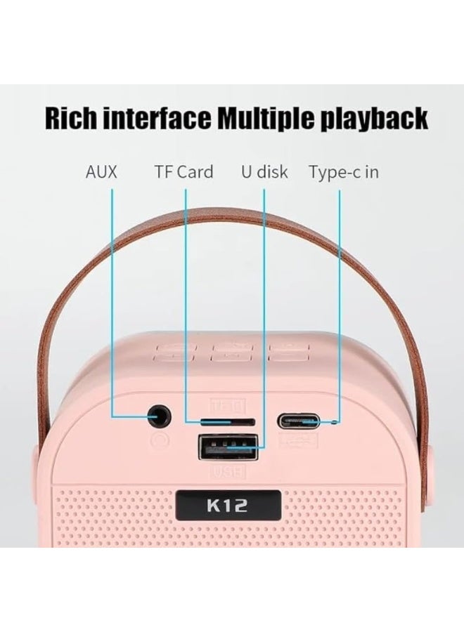 مكبر صوت كاريوكي بلوتوث صغير محمول مع ميكروفون لاسلكي للاطفال والكبار، تاثير صوتي سحري - 5 اصوات مختلفة واضاءة LED RGB متغيرة الالوان للحفلات المنزلية، هدايا عيد ميلاد للاولاد والبنات - Image 3