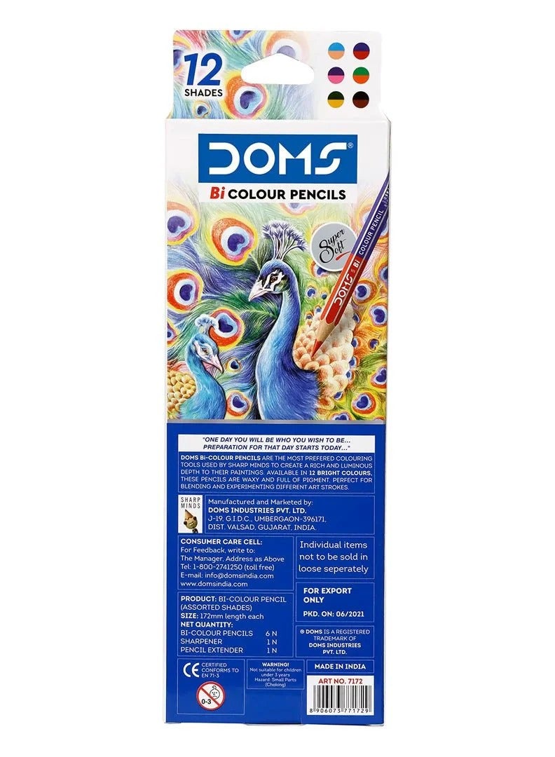 دومس أقلام تلوين دومز 12 لون 6 قطع + 1 قطعة. مبراة + 1 قطعة. موسع - Image 2