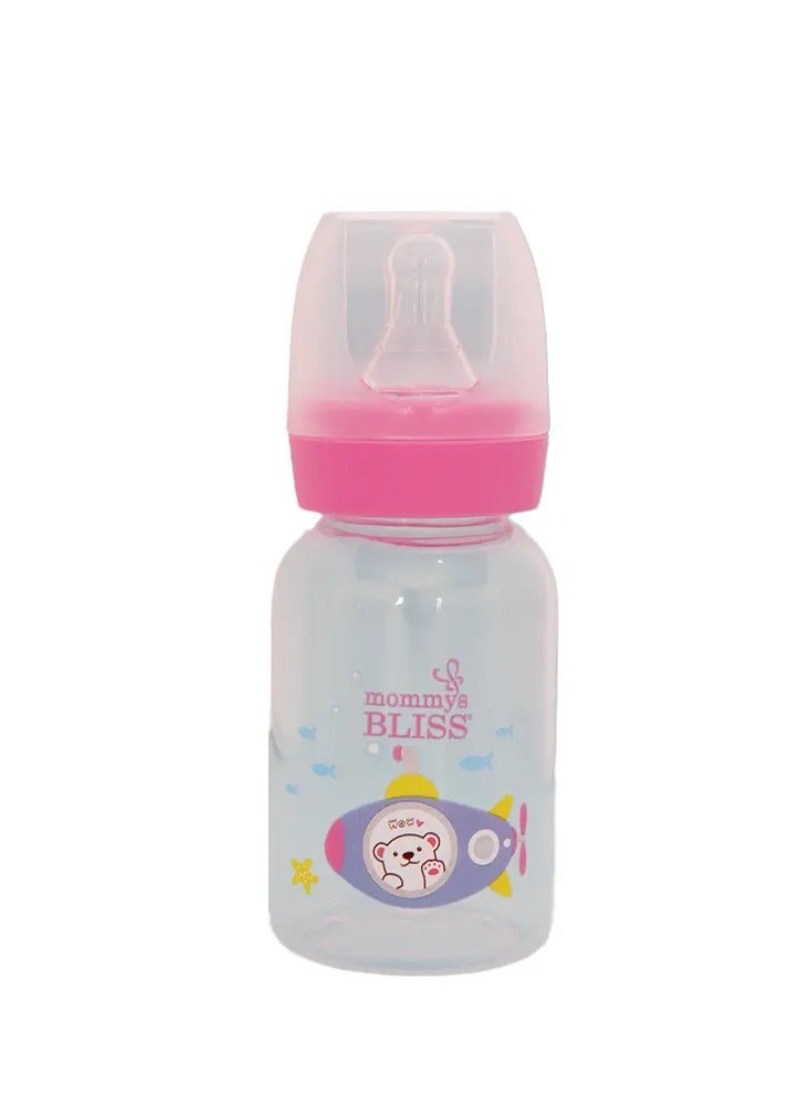 Mommy's Bliss Newborn Feeding Bottle 120ml – Pink, BPA & BPS-Free, Anti-Colic, Ultra-Soft Silicone Nipple - Image 1