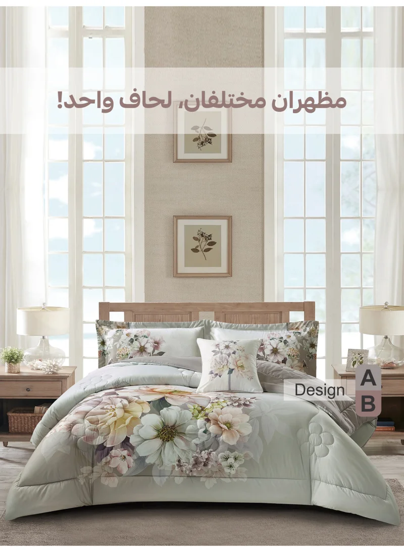 دوناتيلا طقم مفرش سرير 4 قطع مقاس مزدوج 250×230 سم يناسب سرير 200×200 سم , تطريز مشجر  انيق بطباعة رقمية مميزة , ماكيروفايبر فائق النعومة