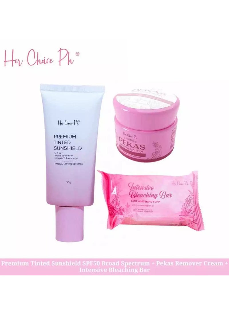 Her Choice Ph Premium Tinted Sunshield SPF50 Broad Spectrum Pekas Remover Cream Intensive Bleaching Bar  - Image 2