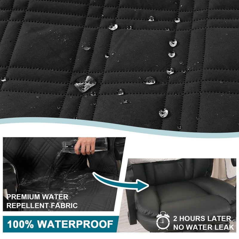 Turquoize Waterproof Office Chair Cover with Armrest Covers Black Computer Desk Chair Cover Quilted Office Chair Protector with Arms Office Chair Seat Cover Slipcover with Anti-Slip Buckle, Black - Image 3