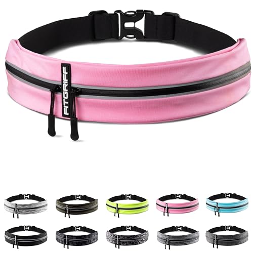Fitgriff® Running Belt for Men & Women - Secure Jogging Pouch for Phone, Keys & Essentials - For All Cell Phones (Pink, 24.5" - 35.5" Waist Size) - Image 1