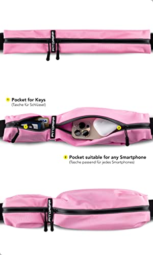 Fitgriff® Running Belt for Men & Women - Secure Jogging Pouch for Phone, Keys & Essentials - For All Cell Phones (Pink, 24.5" - 35.5" Waist Size) - Image 2
