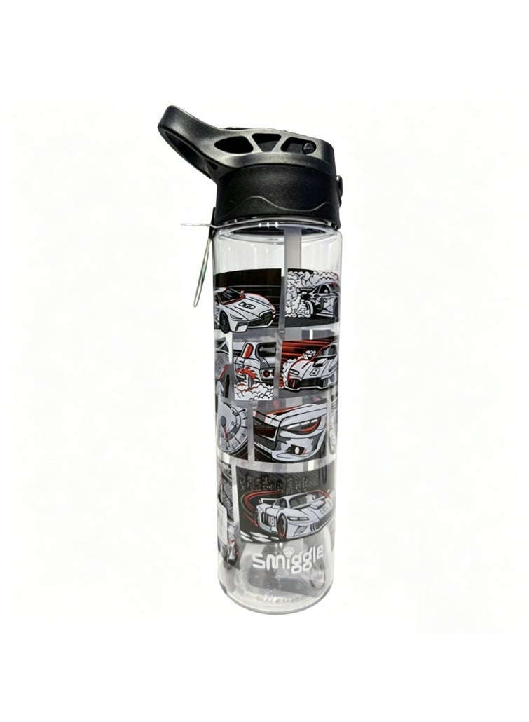 Smiggle Black Sports Car Kids Water Bottle with Straw Large Capacity