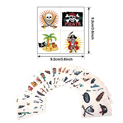 Konsait Pirate Tattoos(96Pcs), Konsait Pirate Temporary Tattoo Fake Neverland Pirated Cannon Powder Jake Captain Tattoo Body Sticker for Pirate Birthday Party Favors Supplies Kids Boys Girls Party Bag Filler - Image 2
