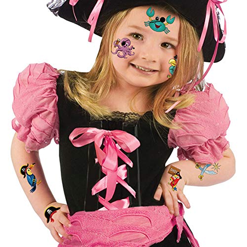 Konsait Pirate Tattoos(96Pcs), Konsait Pirate Temporary Tattoo Fake Neverland Pirated Cannon Powder Jake Captain Tattoo Body Sticker for Pirate Birthday Party Favors Supplies Kids Boys Girls Party Bag Filler - Image 3