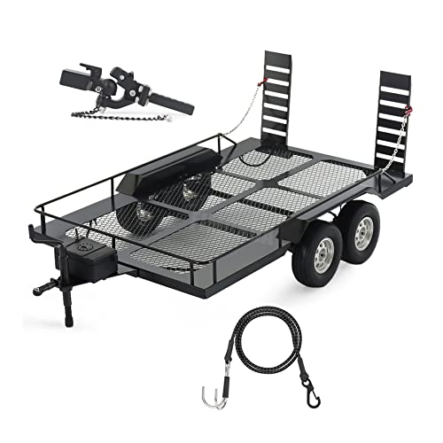 AMK Metal Builder Kit 110 RC Trailer with Hitch Mount Receiver  Hauling Ropes for Crawler Cars Axial SCX10 D90 Wrangler TRX4 TRX6 Redcat GEN8 - Image 1