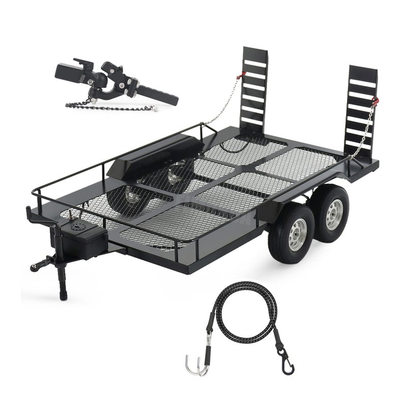 AMK Metal Builder Kit 110 RC Trailer with Hitch Mount Receiver  Hauling Ropes for Crawler Cars Axial SCX10 D90 Wrangler TRX4 TRX6 Redcat GEN8 - Image 3