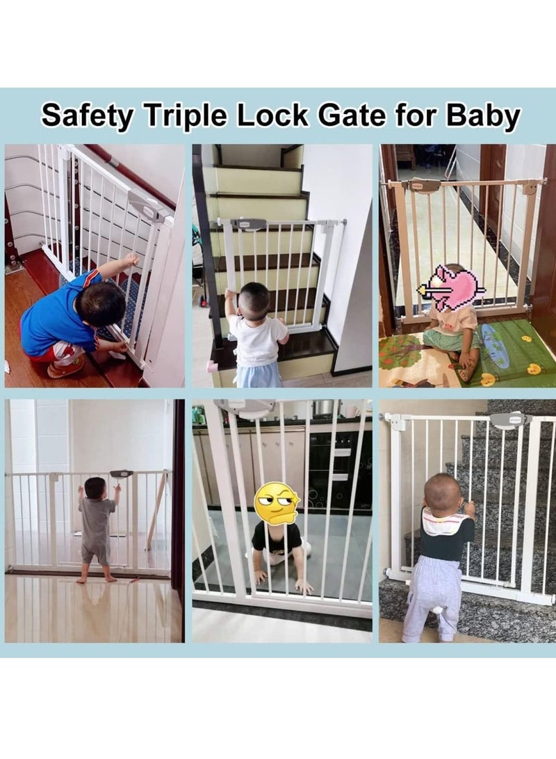 Gonice Auto Close Safety Baby Gate, Extra Wide Child Gate with 30 cm Extension Kit Maximum Suitable For 114 cm, Baby Gates  - Image 4