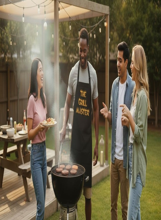 CoolAprons The Grill Master Black BBQ Cooking Aprons for Men, Funny Outdoor Grilling Gift, Novelty Chef Apron - Image 3