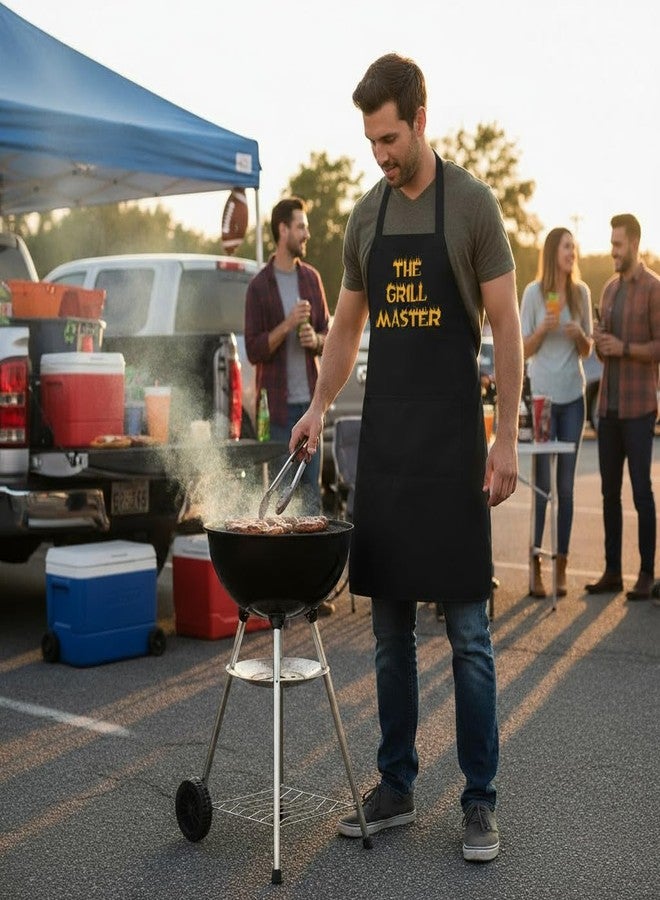 CoolAprons The Grill Master Black BBQ Cooking Aprons for Men, Funny Outdoor Grilling Gift, Novelty Chef Apron - Image 2