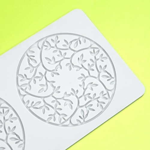 mostsom Silicone Mold Hollow Out Sugarcraft Lace Mold Cake Decoration Lace Mat for Fondant Wedding Cake Decorating Baking Molds C1_ Leaf Circular - Image 3