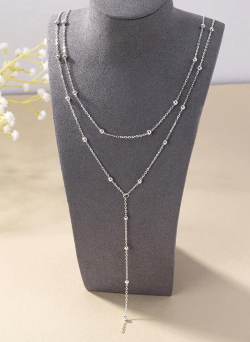 RA accessories Women Necklace Silvery Multi Layered - Image 1