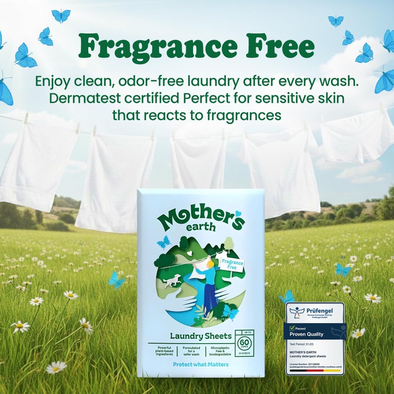 Mother's Earth Mother’s Earth Laundry Detergent Sheets – Lightweight Laundry Sheets | Plastic-Free Packaging | Suitable for Everyday Washing | Unscented - Image 5