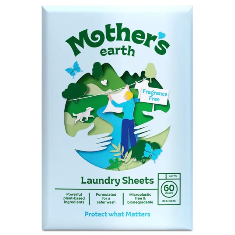 Mother's Earth Mother’s Earth Laundry Detergent Sheets – Lightweight Laundry Sheets | Plastic-Free Packaging | Suitable for Everyday Washing | Unscented - Image 1