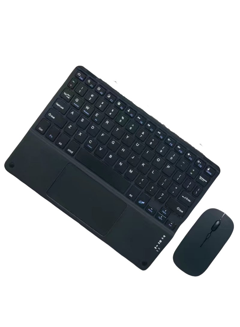Rock Pow Wireless Bluetooth Keyboard and Mouse Combo with Touchpad 10 inch Portable Rechargeable Slim Keyboard for iPad Pro iPad Air iPad 9.7 iPad 10.2 iPad Mini and Other iOS Android Windows Tablet Computer and Phone Devices Universal - Image 1