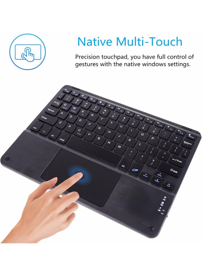 Rock Pow Wireless Bluetooth Keyboard and Mouse Combo with Touchpad 10 inch Portable Rechargeable Slim Keyboard for iPad Pro iPad Air iPad 9.7 iPad 10.2 iPad Mini and Other iOS Android Windows Tablet Computer and Phone Devices Universal - Image 3