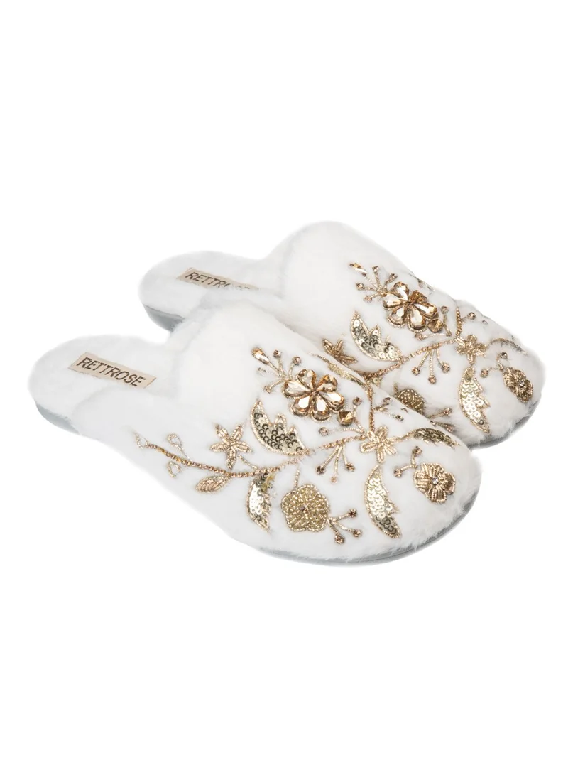 RETTROSE Faux Fur Front-Covered Slippers