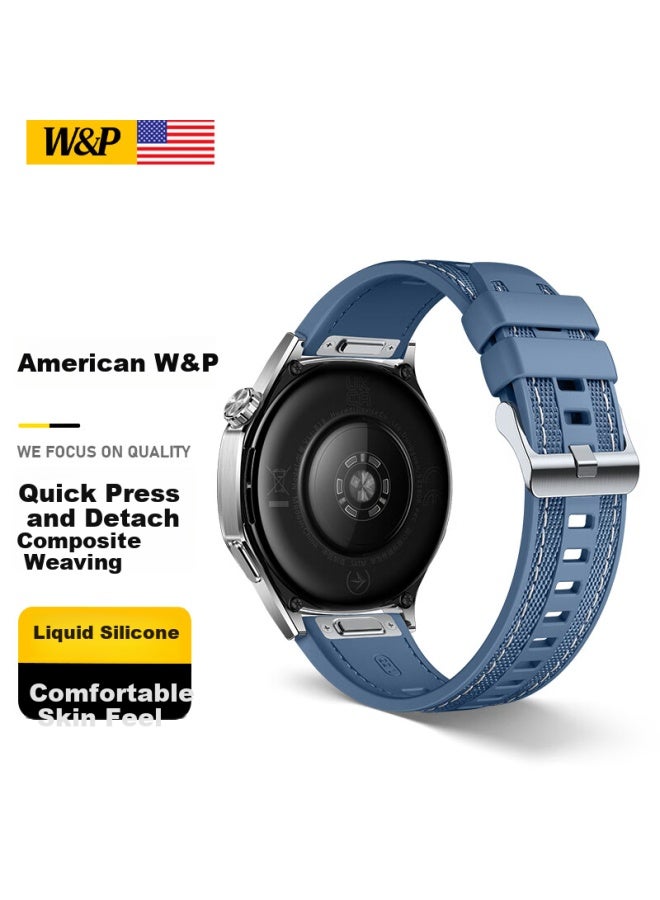 WP W&p Compatible Nylon Silicone Sports Watch Band With Detachable Buckle For Huawei Watch Gt5/5 Pro/gt4/watch4/3 Pro/new, Universal 46/48mm Dial, Light Blue - Image 1