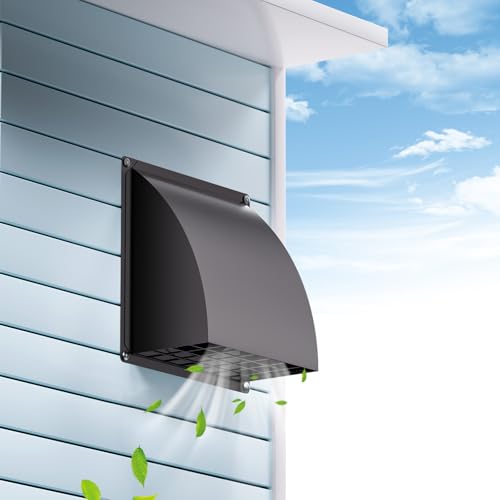 HG Power 6 Inch Exhaust Vent Cover, HG Power Metal Dryer Vent Cover Outside with Removable Screen & Cushioned Non Return Flap, Air Wall Vent for House, AC, Opening Diameter: 5.7" Black - Image 1