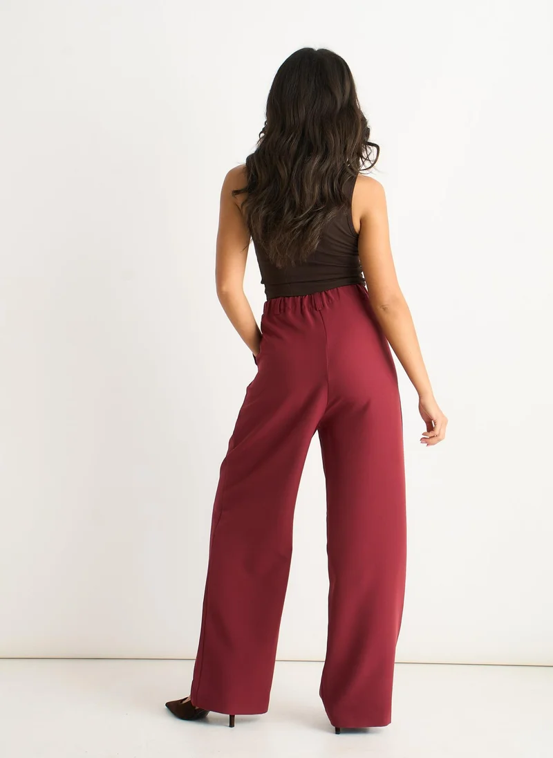 Gini London Rust Wide Leg Pleat Tailoring Trouser