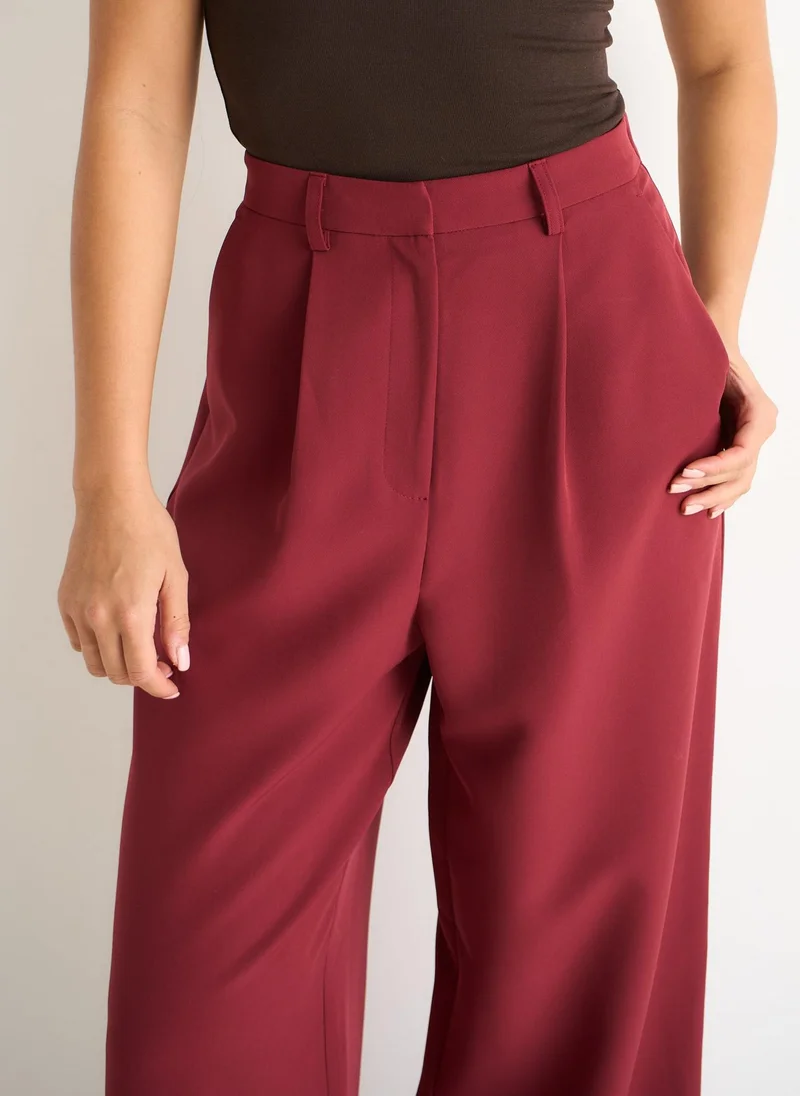 Gini London  Rust Wide Leg Pleat Tailoring Trouser for Women | Best Price UAE