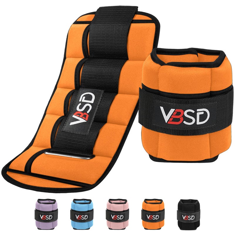 VBSD Adjustable Ankle Weights for Men Women, 10lb 1 Pair Leg Weight Straps, Weighted Ankle Weights Set for Gym, Yoga, Jogging, Walking, Aerobics, 1-5 lbs Each Ankle, 1 Pair 2-10 lbs, Orange - Image 1