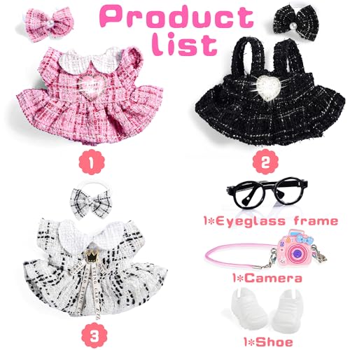 iBayda Chic Style 3 Sets 17cm Doll Clothes Accessories Set Include 3 Dresses 3 Hairpin 1 Shoes 1 Glasses 1 Bag Doll Not Included - Image 5