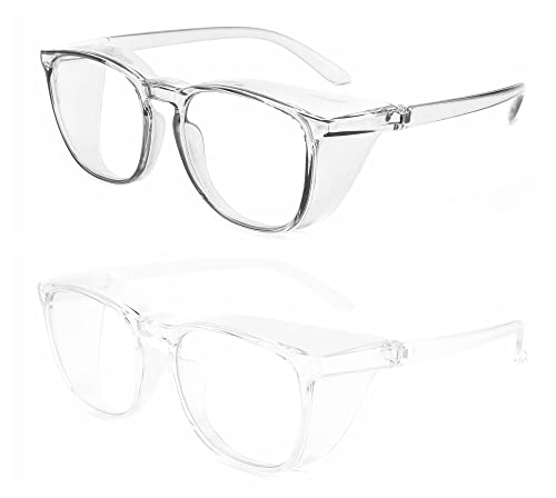 Alsenor Safety Glasses Anti Fog Goggles Protective Eyewear Blue Light Blocking Anti Dust UV Protection Glasses For Men Women (2 Pack(grey+transparent)) - Image 2