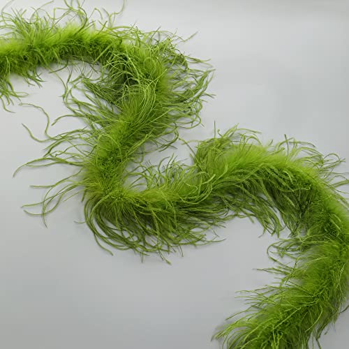 Soarer Green Ostrich Feather Boa - 2Yards 1Ply Long Boas for Party,Home Decor,DIY Craft Sewing(Lime Green) - Image 4