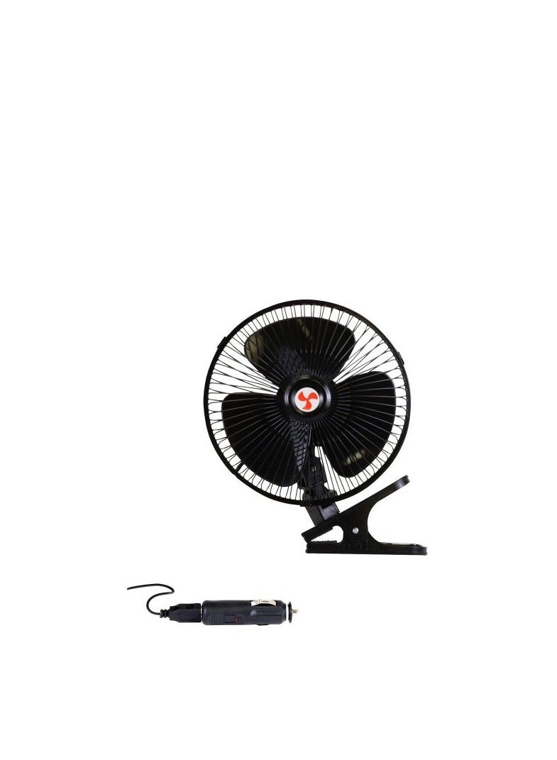 6-inch Black Fan With Clip And Operating Button. It Works On A 12-volt Car Lighter - Image 1