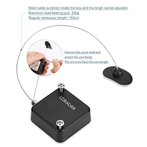 LORADAR 5Pack Retractable Security Cable Lock, Remote Control Security Lock, Remote Control Anti-Lost Rope for TV, DVD, Hardware Cable Lock ，No More Searching for The TV Remote - Image 2