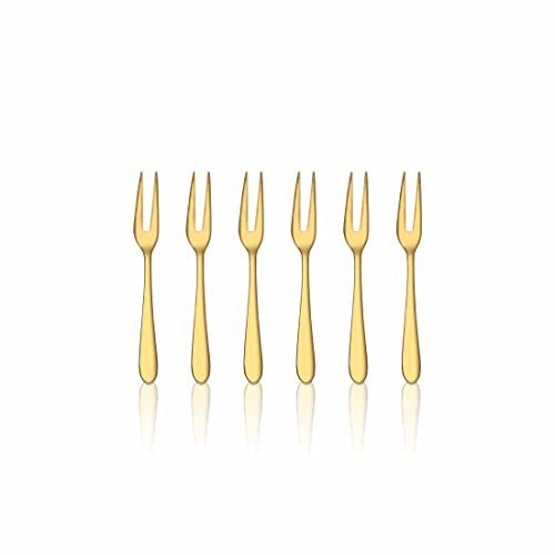 Shri & Sam Stainless Steel Jasmine Gold PVD Coating Fruit Fork,6 Pieces - Image 1