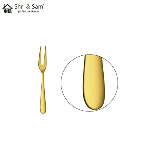 Shri & Sam Stainless Steel Jasmine Gold PVD Coating Fruit Fork,6 Pieces - Image 3