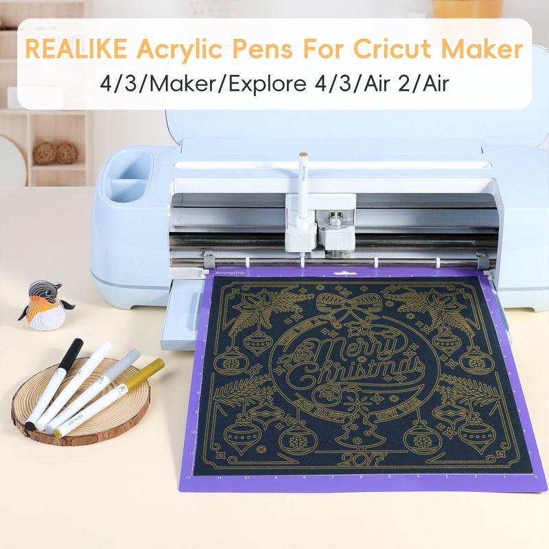 REALIKE Acrylic Paint Markers for Cricut Maker 4/ Maker 3/Maker/Explore 3/Air 2/Air, Black White Silver Gold Acrylic Paint Pens for Rocks, Paper, Wood, Canvas, Glass, Ceramic, Fabric (1.0 Tip) - Image 2
