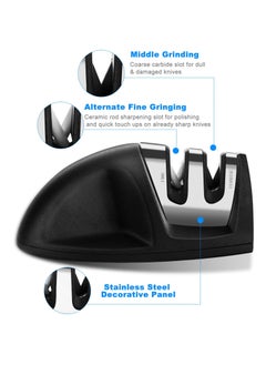 Excefore Knife Sharpener, 2-Stage Preset Coarse & Fine Slots Knife Sharpening, Professional Knife Sharpeners for Kitchen Knives, Stable Non-Slip Base, Compact for Easy Storage (Black)  - Image 2