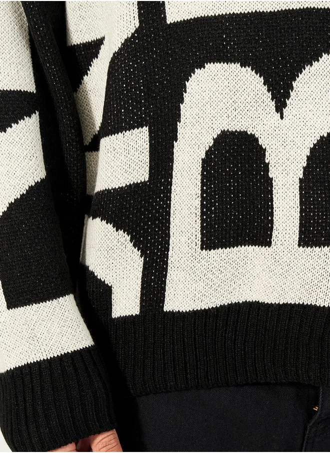 ستايلي Jacquard Knit Patterned Oversized Sweater