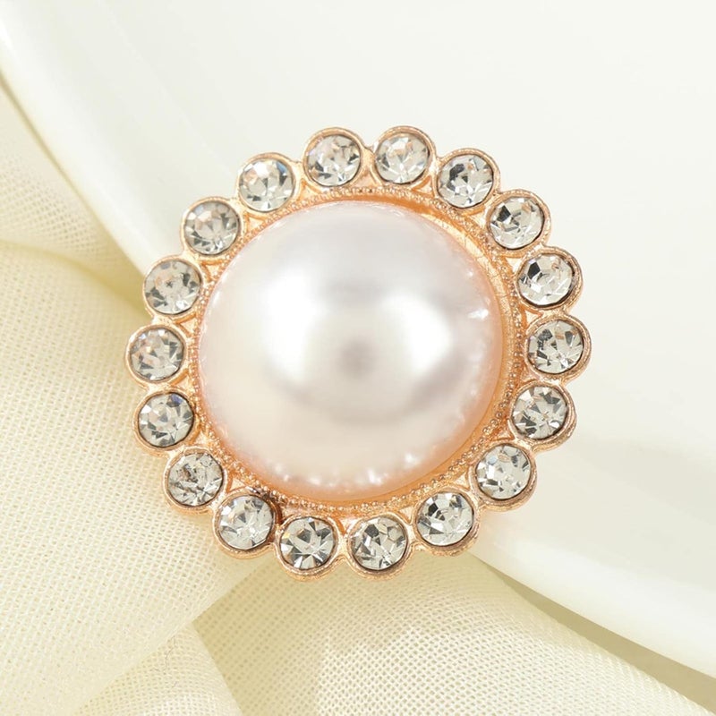 Buttons, Decorative Buttons, 10 Pcs Alloy Shiny Rhinestone Pearl Clothing Buttons DIY Craft Clothing Sewing Button Needlework Handmade Accessories-gold-21mm (Color : Silver, Size : 17cm) - Image 5