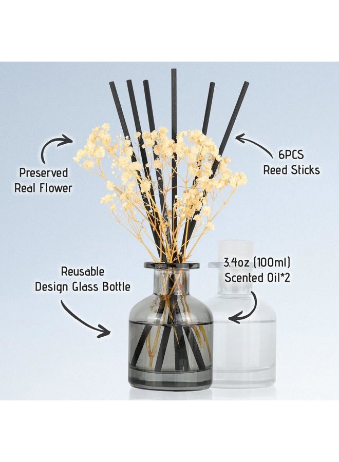 Brakula 2 Pack Reed Diffuser, Fresh Linen + White Jasmine (3.38 fl oz Each Pack), Home Fragrance with 12 Sticks, Shelf Decor, Reed diffusers for Home - Image 4
